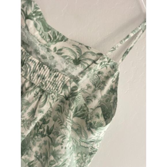 State of Day XL Tank Top Linen Blend Sage Green & Cream Floral Palm Beach Boho - Picture 6 of 6